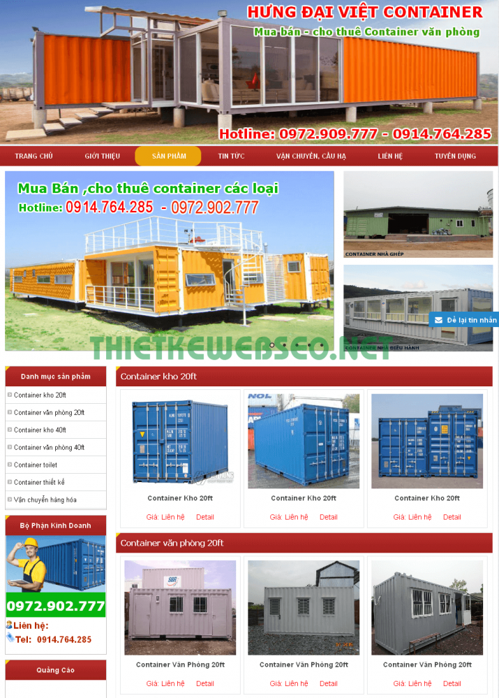 Thiết kế web bán container giá rẻ